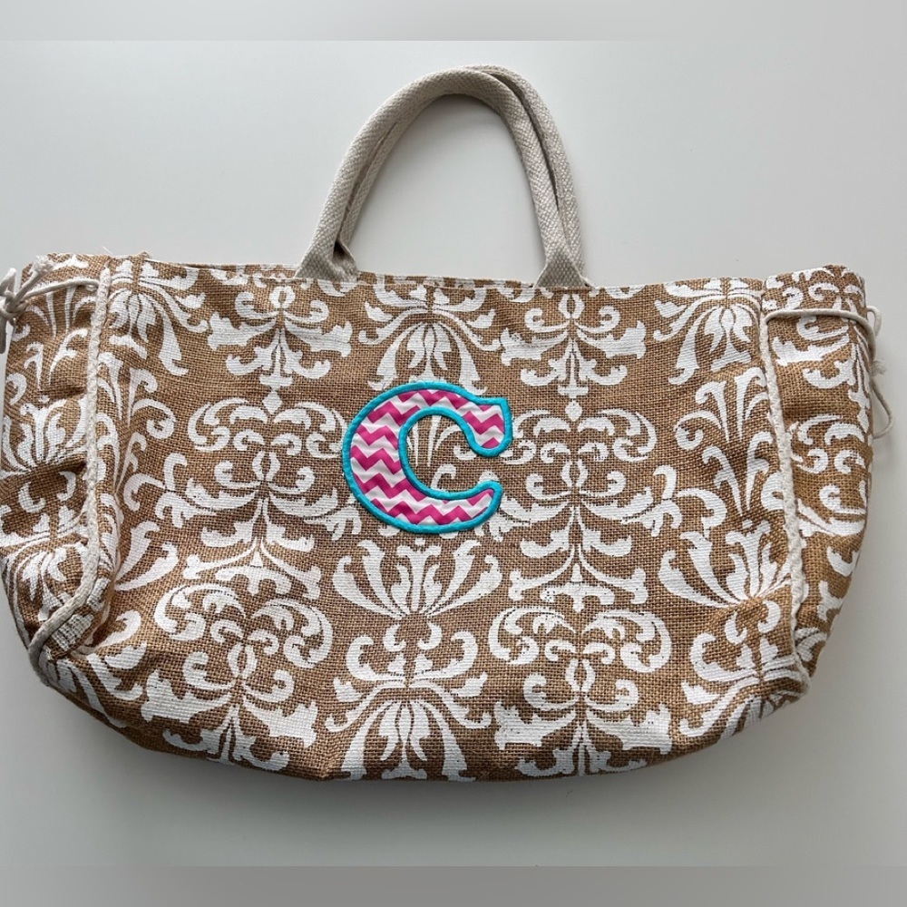 Women’s Monogramed Jute Tote